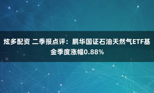炫多配资 二季报点评：鹏华国证石油天然气ETF基金季度涨幅0.88%