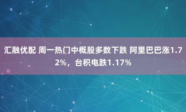汇融优配 周一热门中概股多数下跌 阿里巴巴涨1.72%，台积电跌1.17%